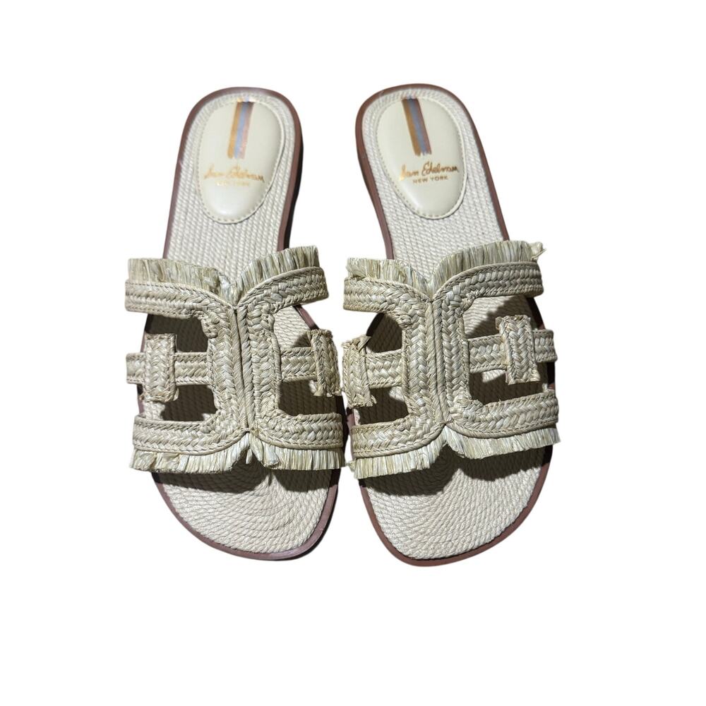 Sam Edelman Ivory Raffia Slide Sandals